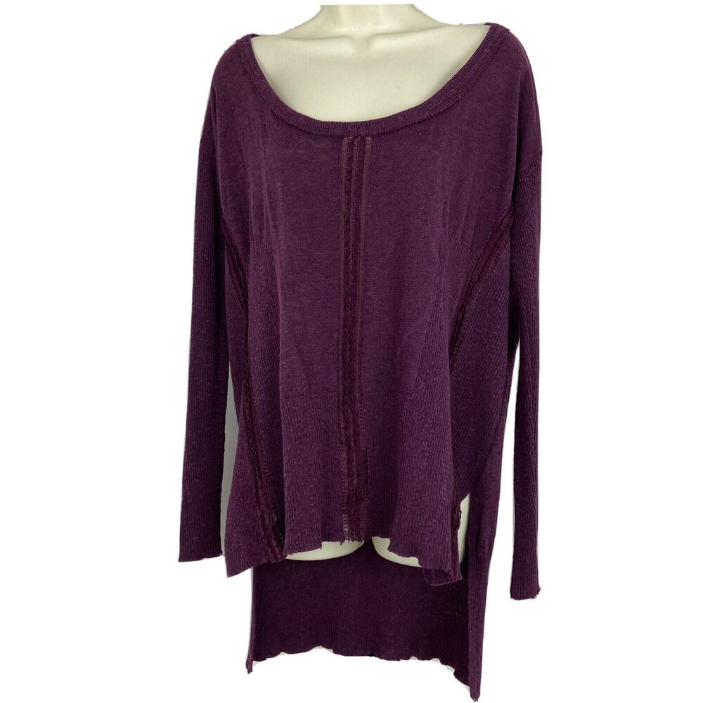Free People Long Sleeve Lace Purple Sweater Plumberry Size Small Goth Academia
